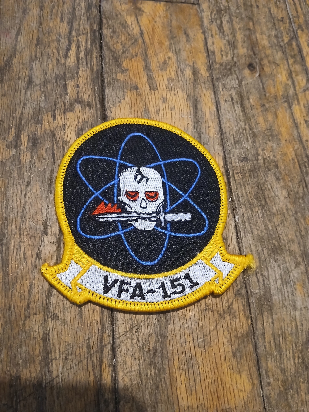 VFA-151 Squadron Skull Atom Embroidered Patch - Black & Yellow